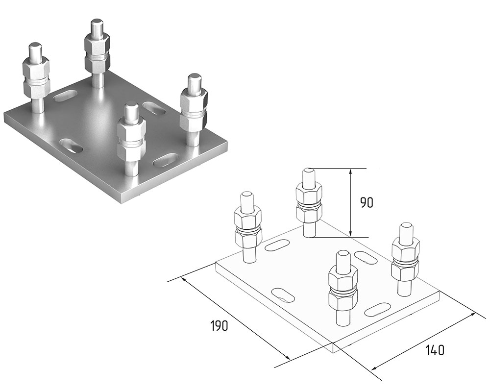 DOORHAN Подставка регулируемая роликовой опоры для балок 71х60х3,5, DHS2003120