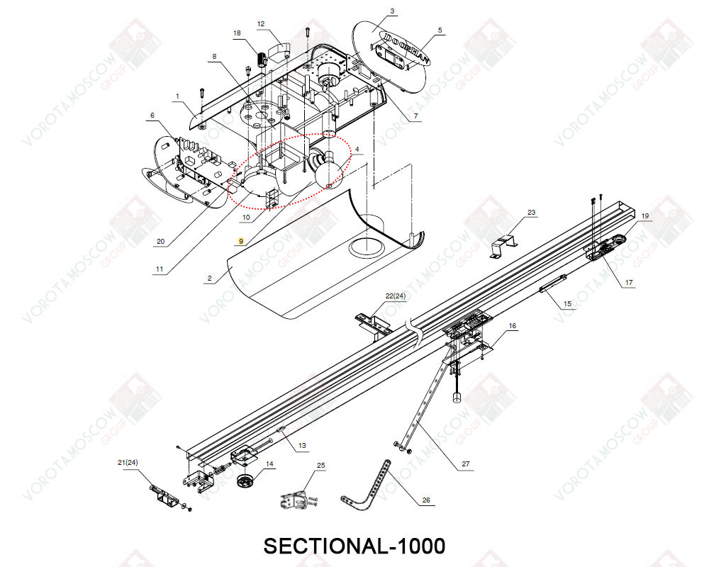 DoorHan Мотор-редуктор привода Sectional-1000PRO, DHG136