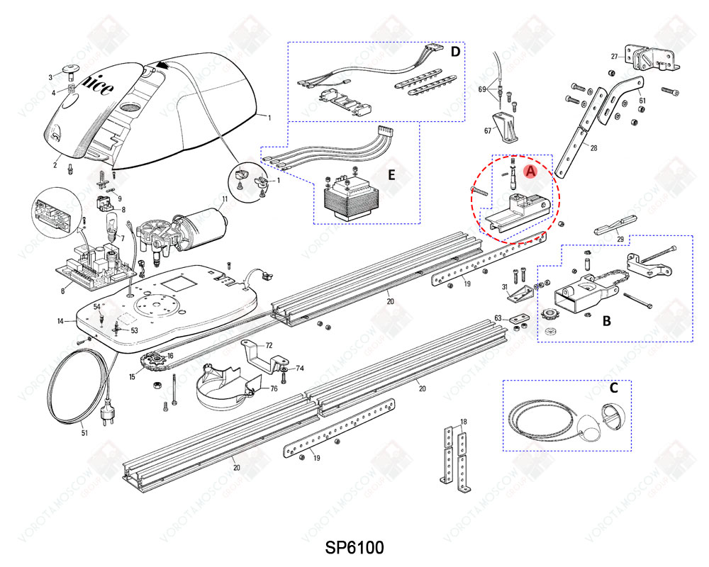 NICE Каретка SP6100, PPD0116.4540