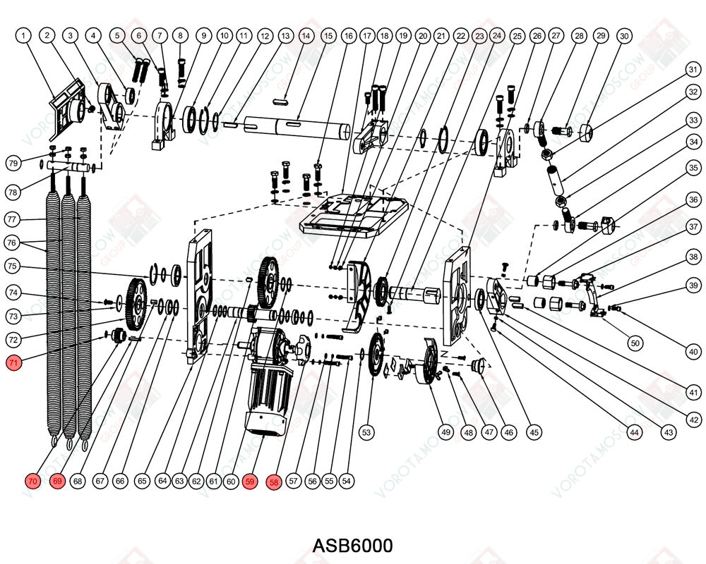 AN-MOTORS Мотор-редуктор с узлом разблокировки (для правого исполнения - RIGHT), ASB.206