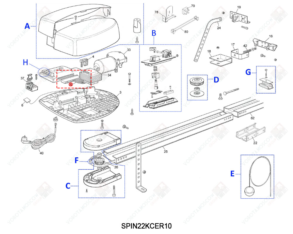 NICE Проводка блока управления SPIN22KCER10, CA0318A00