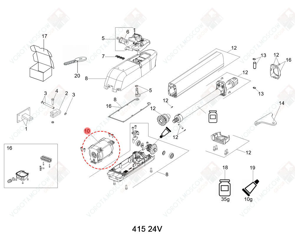 FAAC Запчасть 409/411/413/415 24V MOTOR, 60202205