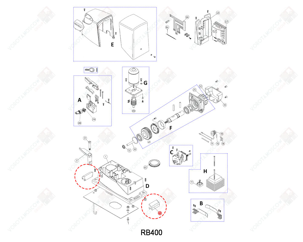 NICE Крышка-заглушка шпилек крепления основания привода, PPD0953A.4540