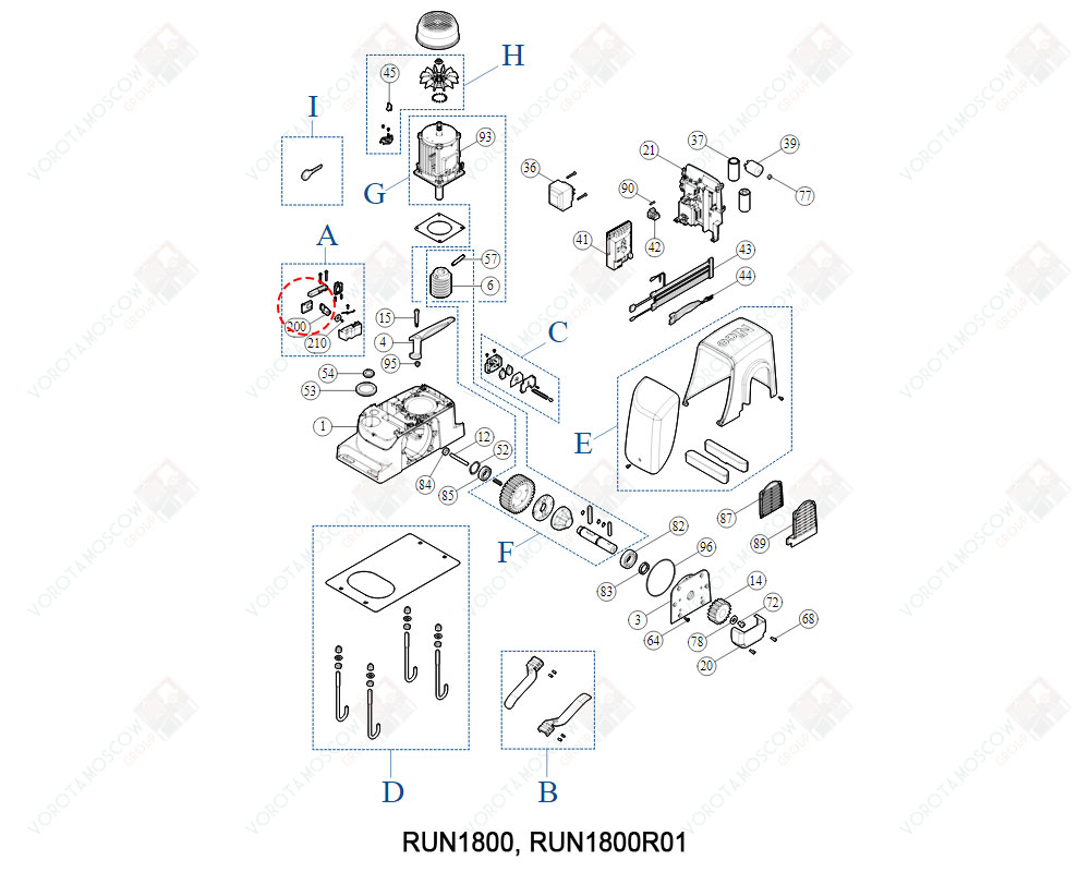 NICE Заслонка замка разблокировки RUN/RUNHS/RD/RB, PPD0960R01.4540
