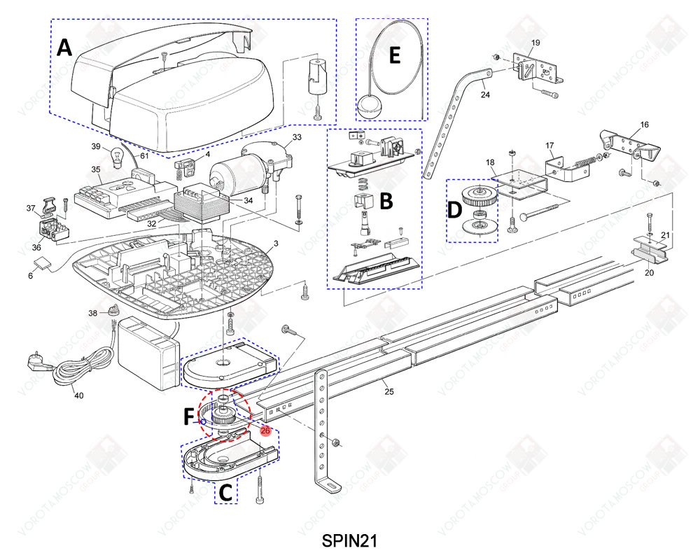 NICE Шестерная приводной рейки, PMD1434.8003