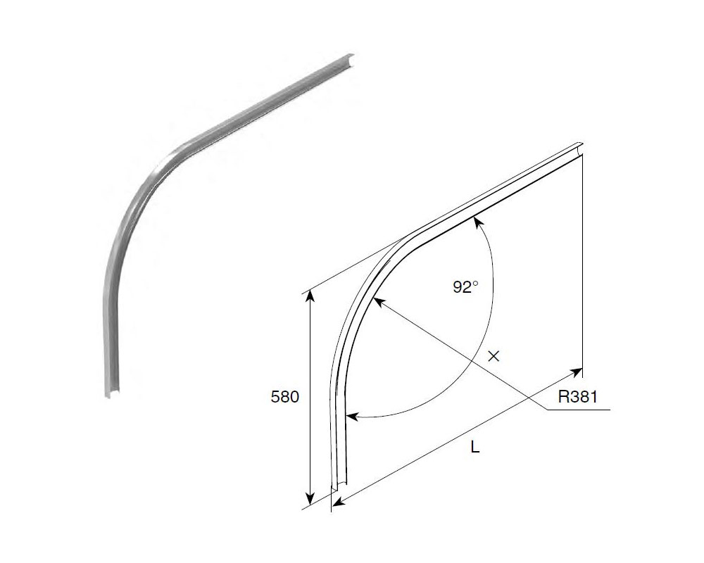 DoorHan Изгиб горизонтальной направляющей R381 H580, SPV1132