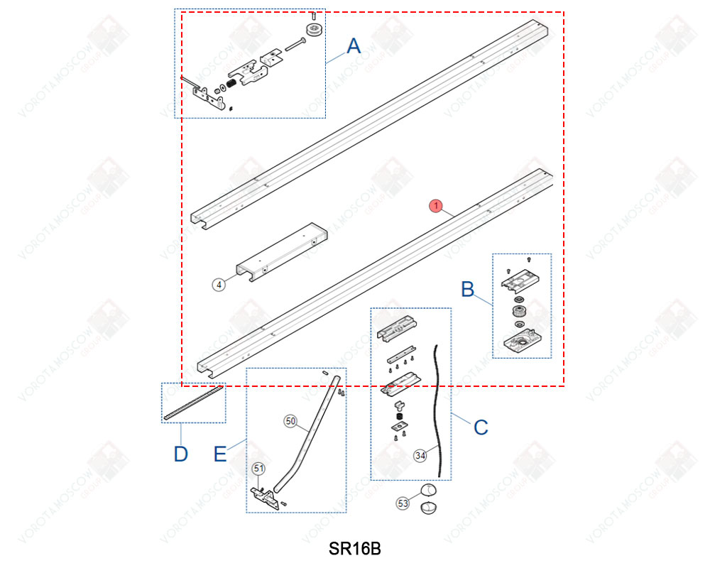 NICE Шина направляющая SR16B, PD2168B0000