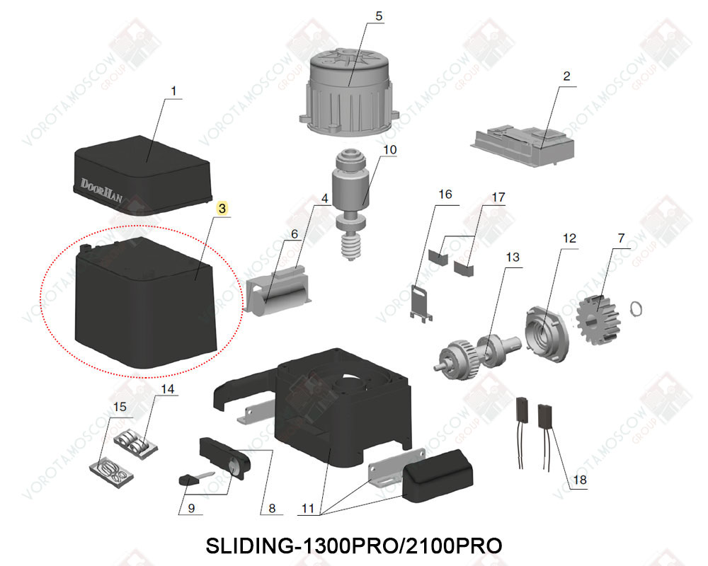 DoorHan Крышка пластиковая, основная, статора привода Sliding-1300PRO, DHSL01