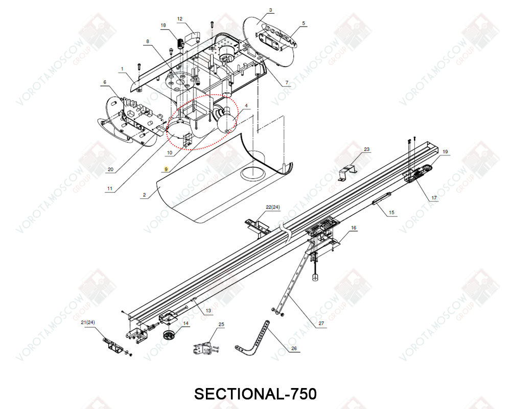 DoorHan Мотор-редуктор привода Sectional-750, DHG023