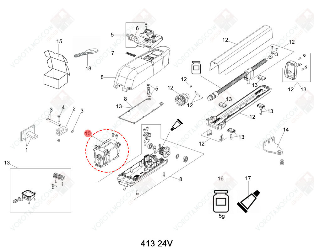 FAAC Запчасть 409/411/413/415 24V MOTOR, 60202205