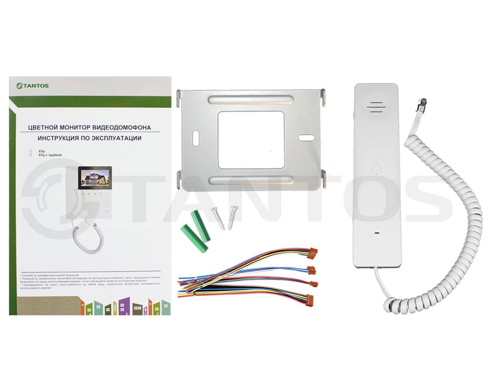 TANTOS Монитор видеодомофона цветной, TFT LCD 4,3" с трубкой на магните, Elly-S с трубкой