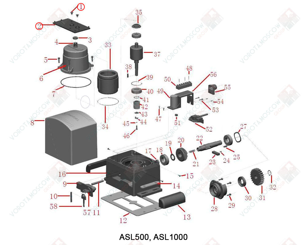 AN-MOTORS Набор привода ASL500/ASL1000 для монтажа блока управления, ASL.101/500