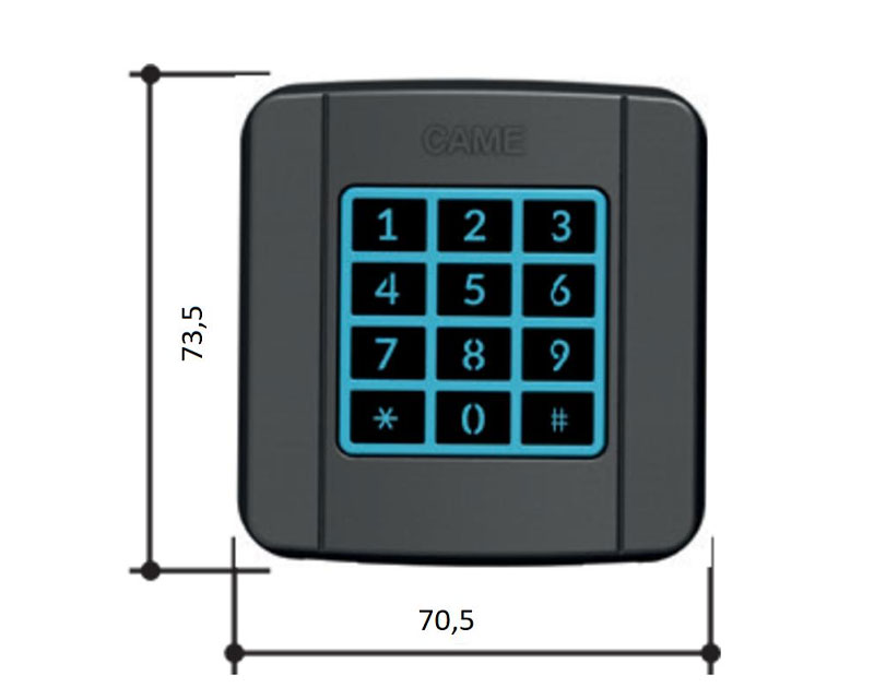 CAME SELT1W4G Клавиатура кодонаборная бесп. накладная, 25 кодов, 433.92 МГц, RAL7024, 806SL-0170