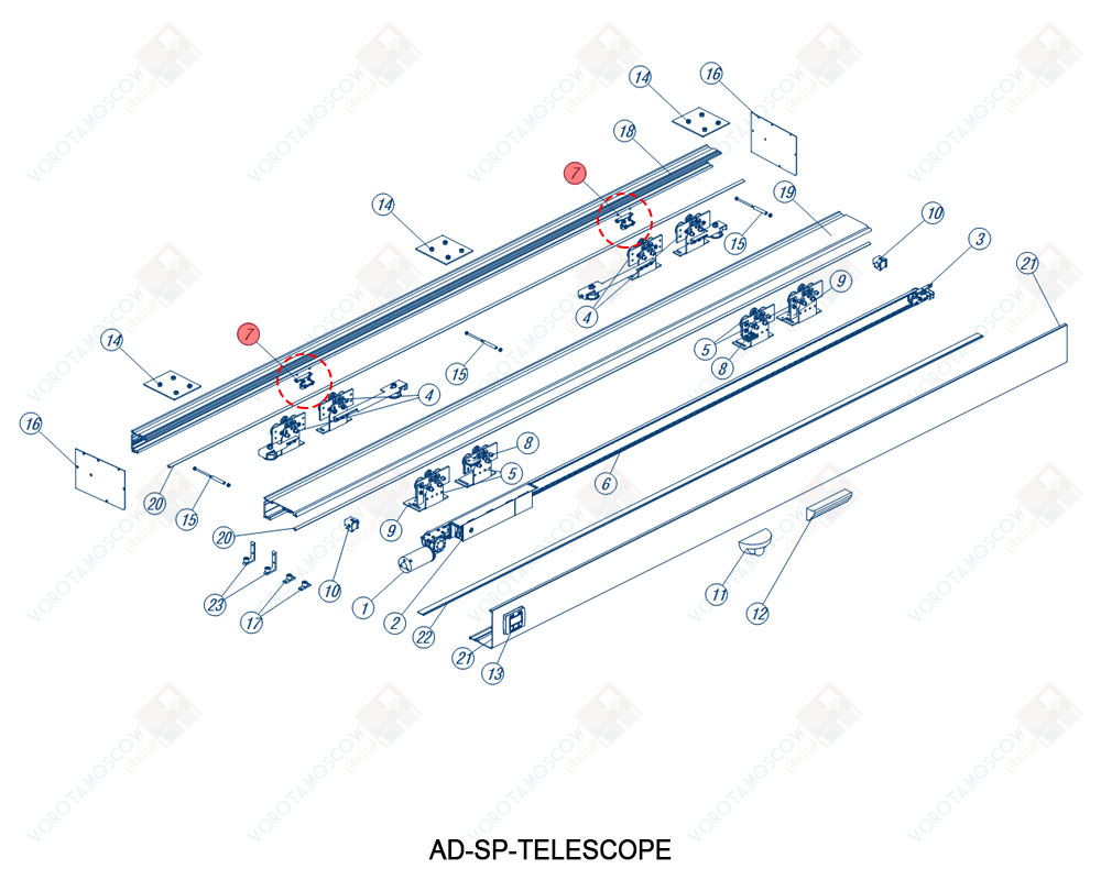 DoorHan Комплект держателей ремня нижних телескопической двери (2шт.), AD-47TEL
