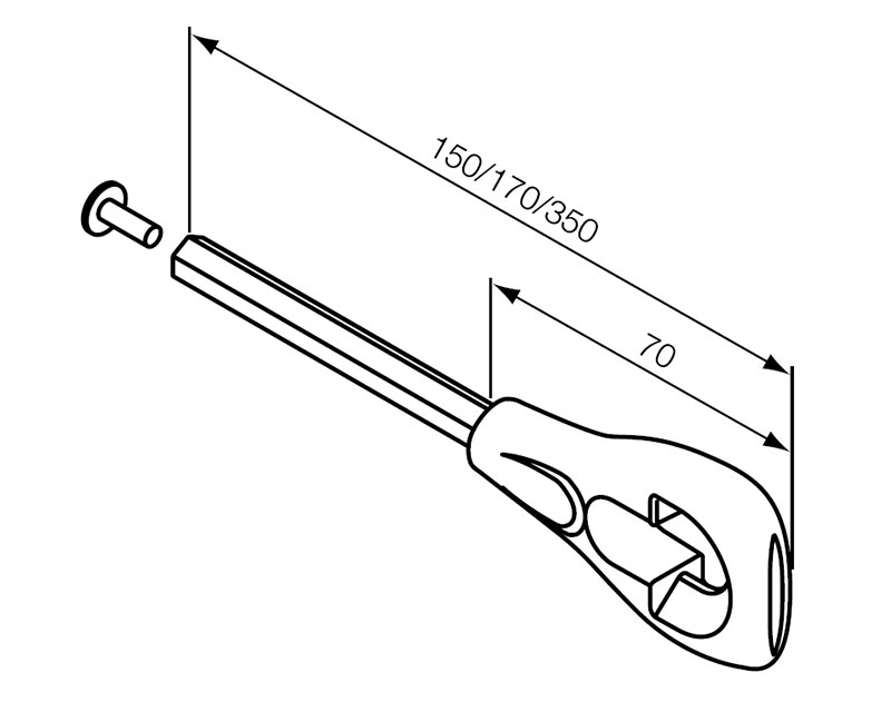 NICE Рым-болт (петля) с шестигранной рукояткой 7 мм (Размер L 150 мм), 525.10025