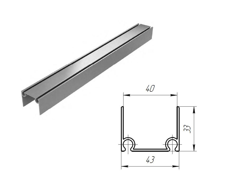 DoorHan Алюминиевый верхний и нижний профиль металлик, 80041/M