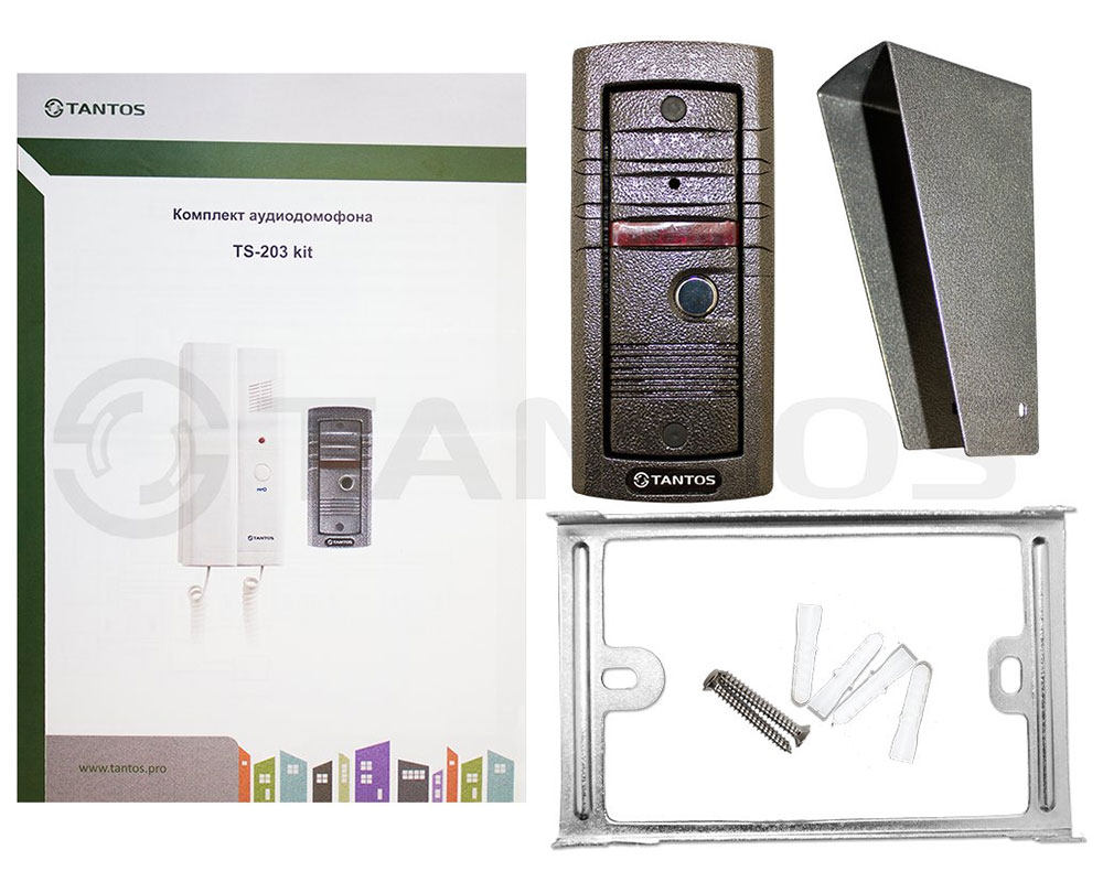 TANTOS Комплект аудиодомофона. Вызывная панель, аудиотрубка, TS-203Kit
